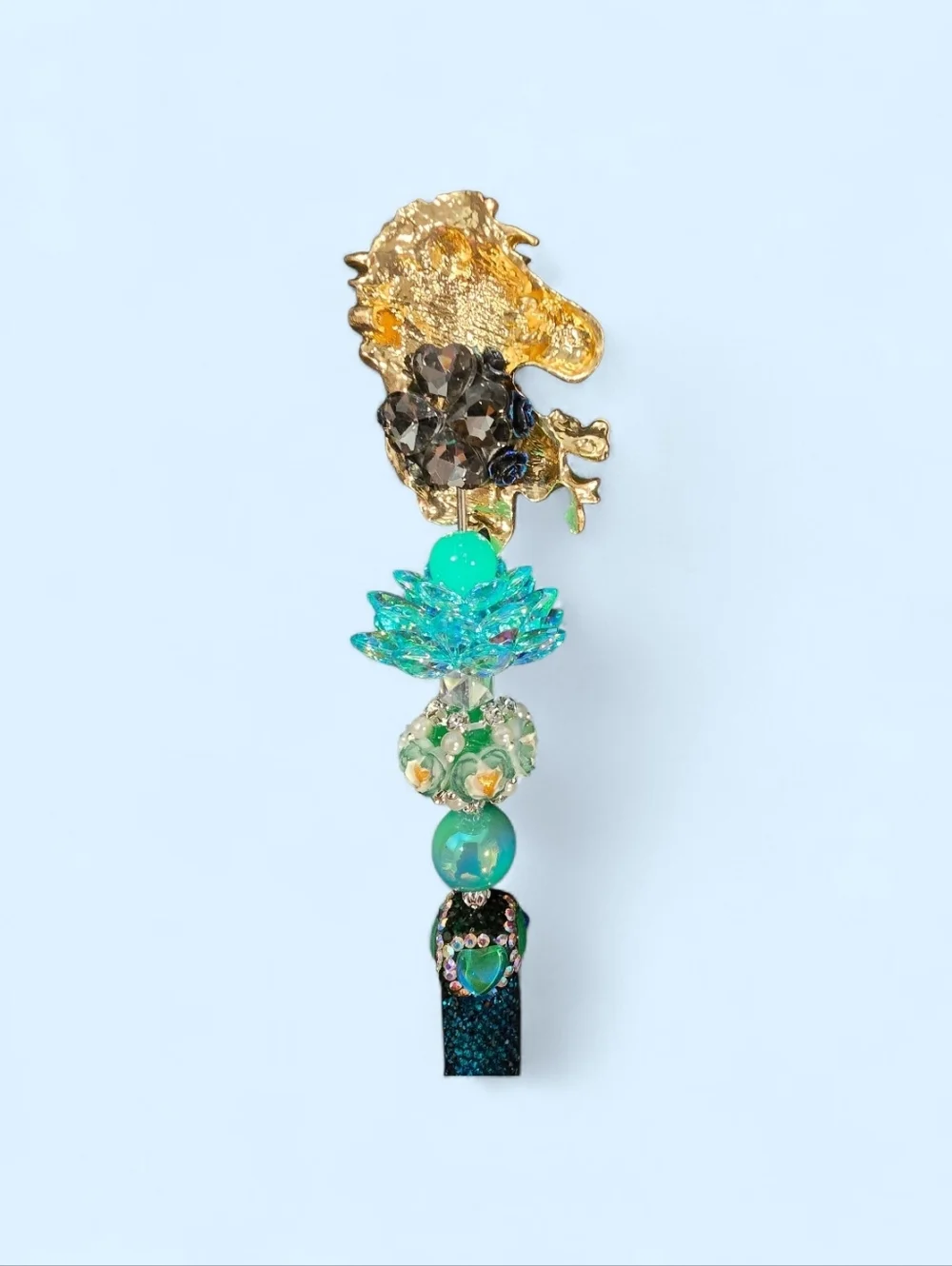 Decorative Teal Beaded Zebra Pen - Stylish Home Office Accessory